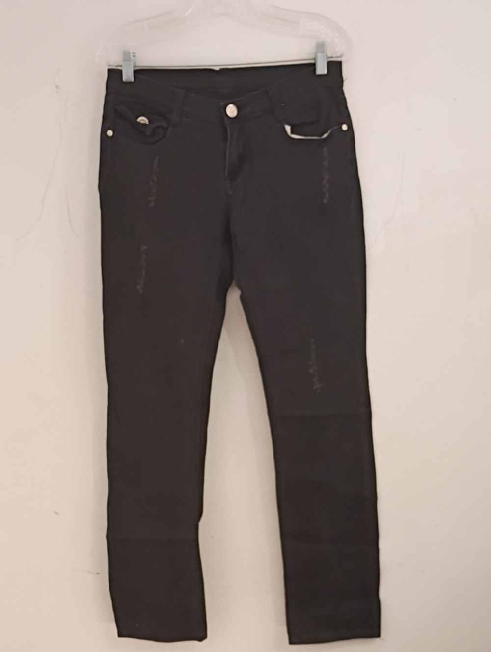 Miss Jeaniest Black Skinny Jeans with Subtle Distress